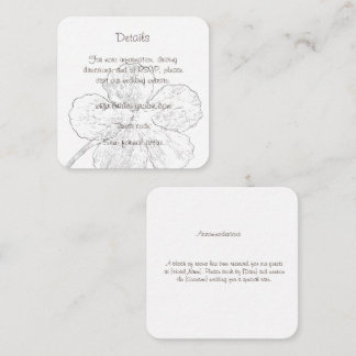 Carte D'accompagnement Détails de mariage floraux minimalistes en noir et