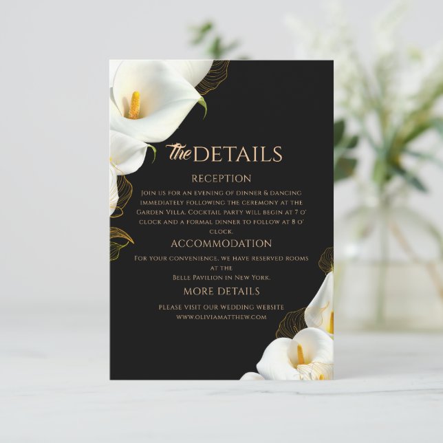 Carte D'accompagnement Détails de mariage floraux modernes (Debout devant)