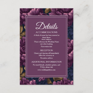 Carte D'accompagnement Détails de mariage floraux prune classiques romant