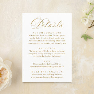Carte D'accompagnement Détails de mariage floraux victoriens or élégant