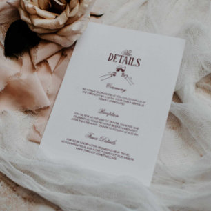 Carte D'accompagnement Détails de mariage formels modernes en Bourgogne