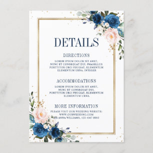 Carte D'accompagnement Détails de mariage géométrique rose poudré bleu ma