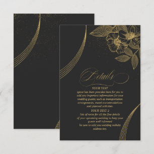 Carte D'accompagnement Détails de mariage Gold Dust & Outlines Noir/Or ID