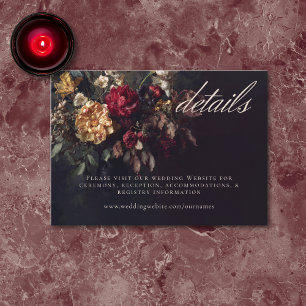 Carte D'accompagnement Détails de mariage gothique floral sombre romantiq