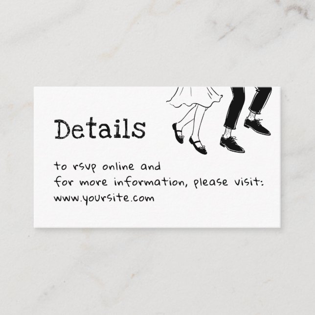 Carte D'accompagnement Détails de mariage gribouillés + Code QR | Noir et (Devant)