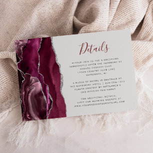 Carte D'accompagnement Détails de mariage gris pâle agate argenté de Bour