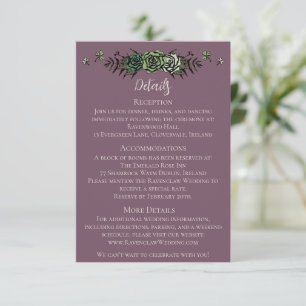 Carte D'accompagnement Détails de mariage irlandais Roses vertes Crânes f