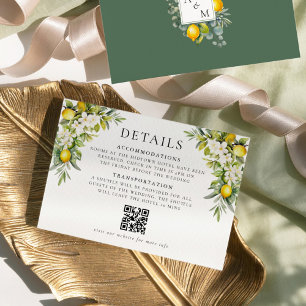Carte D'accompagnement Détails de mariage Italian Villa Lemons & Olives