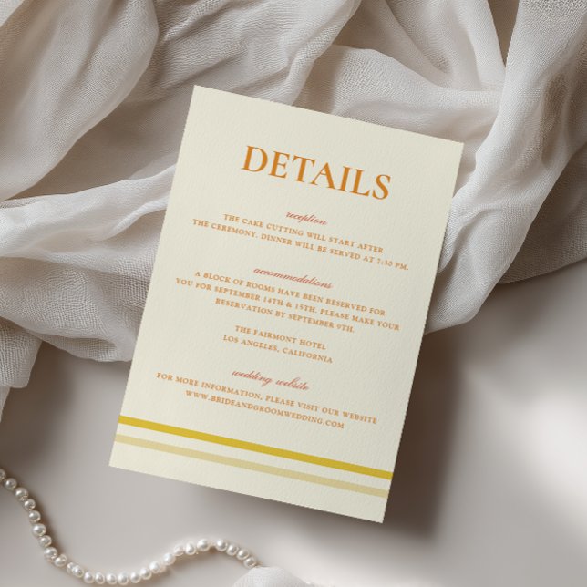 Carte D'accompagnement Détails de mariage jaune beurre de script simple m (Créateur téléchargé)