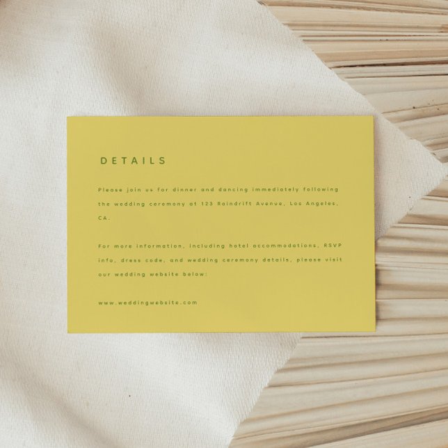 Carte D'accompagnement Détails de mariage jaune citron moderne & site web (Créateur téléchargé)