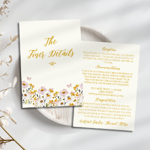 Carte D'accompagnement Détails de mariage jaune ivoire de fleur sauvage f
