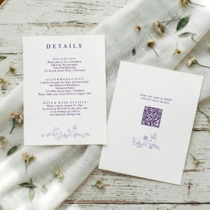 Carte D'accompagnement Détails de mariage lavande florale français vintag