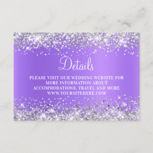 Carte D'accompagnement Détails de mariage lavande violet paillettes argen