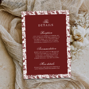 Carte D'accompagnement Détails de mariage luxueux en Bourgogne élégant