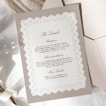 Détails de mariage marron chocolat rayé vintage