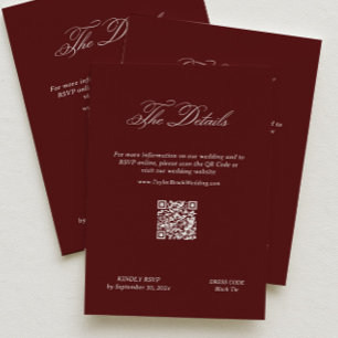 Carte D'accompagnement Détails de mariage marron moderne Code Qr