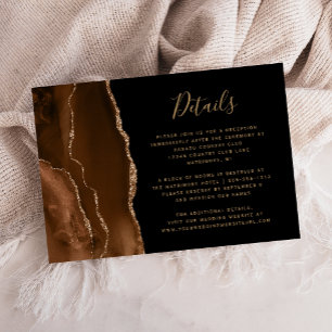 Carte D'accompagnement Détails de mariage Marron Moka Agate Noir Or