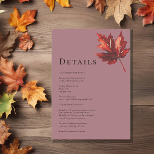 Carte D'accompagnement Détails de mariage mauve Simple Minimal automne fe