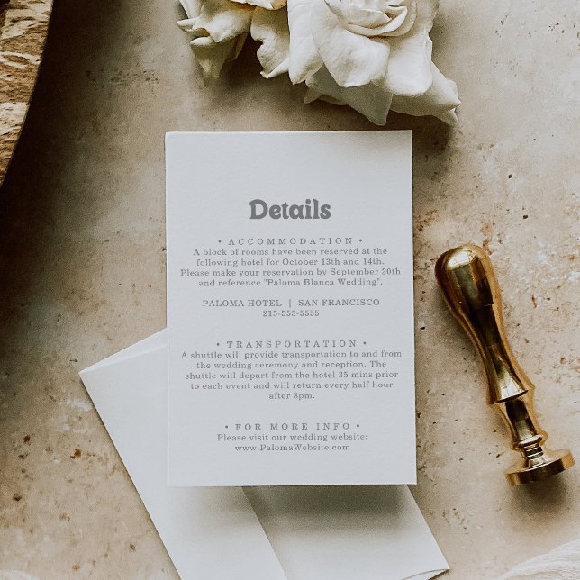 Carte D'accompagnement Détails de mariage minimal élégant formel (Créateur téléchargé)
