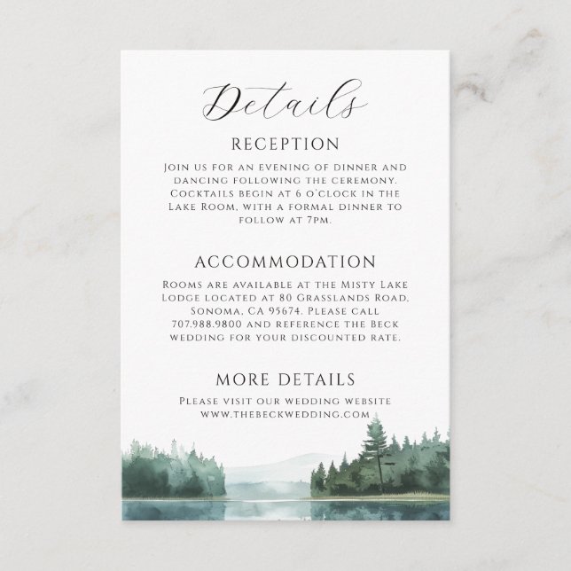 Carte D'accompagnement Détails de Mariage Minimaliste (Devant)