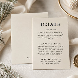 Carte D'accompagnement Détails de mariage minimaliste éditorial hiver ivo