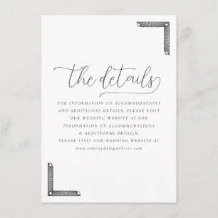 Carte D'accompagnement Détails de mariage minimaliste noir élégant