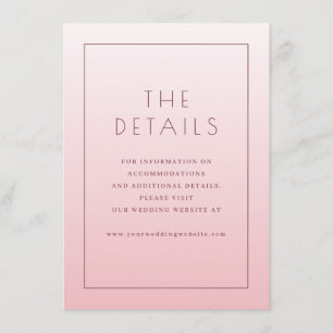 Carte D'accompagnement Détails de mariage minimaliste rose serein