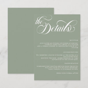 Carte D'accompagnement Détails de mariage minimaliste simple moderne incl