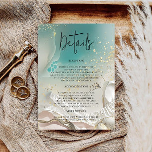 Carte D'accompagnement Détails de mariage minimaliste sur le rivage éthér