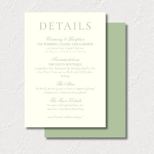 Carte D'accompagnement Détails de mariage minimaliste vert sauge classiqu