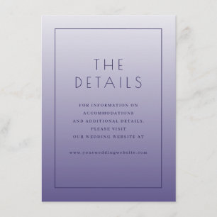 Carte D'accompagnement Détails de mariage minimaliste violet élégant