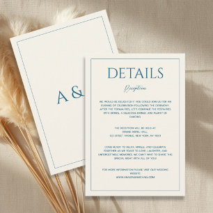 Carte D'accompagnement Détails de mariage minimalistes beige bleu moderne