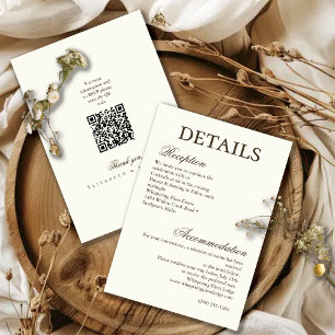 Carte D'accompagnement Détails de mariage minimalistes boho script en ivo