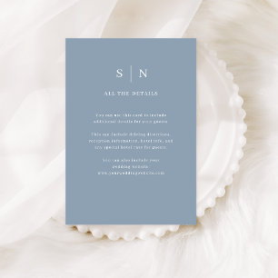 Carte D'accompagnement Détails de mariage minimalistes et chic en bleu po