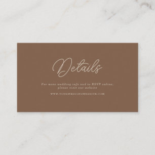 Carte D'accompagnement Détails de mariage minimalistes marron beige moder