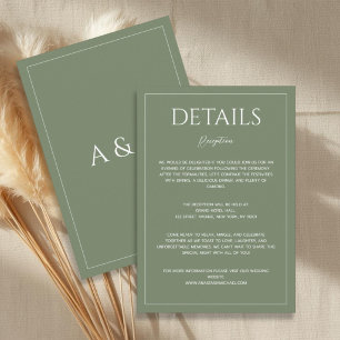 Carte D'accompagnement Détails de mariage minimalistes vert sauge moderne
