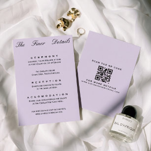 Carte D'accompagnement Détails de mariage minimalistes violet doux chic é