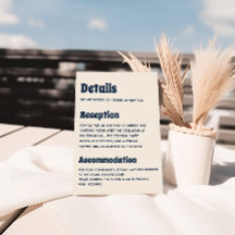 Détails de mariage moderne bleu marine et crème