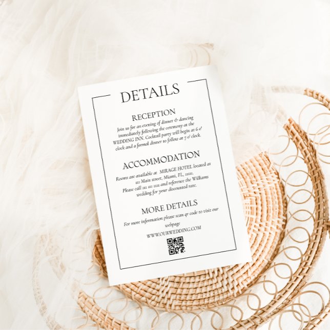 Carte D'accompagnement Détails de mariage moderne simple (Créateur téléchargé)