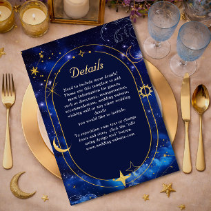 Carte D'accompagnement Détails de mariage mystique céleste lune or bleu