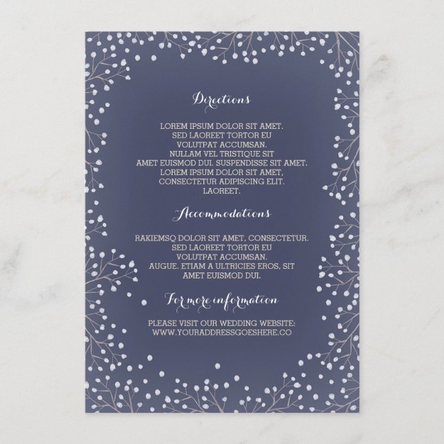 Carte D'accompagnement Détails de mariage Navy Baby's Breath (Devant)
