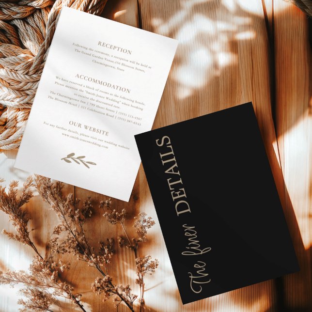 Carte D'accompagnement Détails de mariage noir chic (Créateur téléchargé)