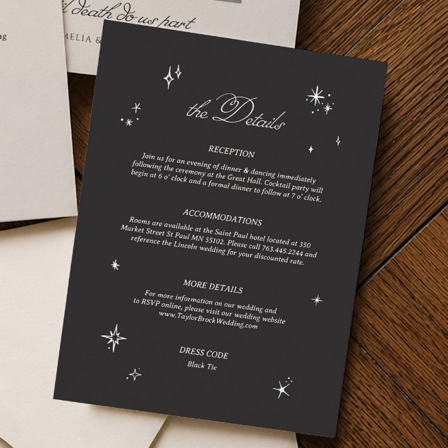 Carte D'accompagnement Détails de mariage noir humeur sombre  (Créateur téléchargé)