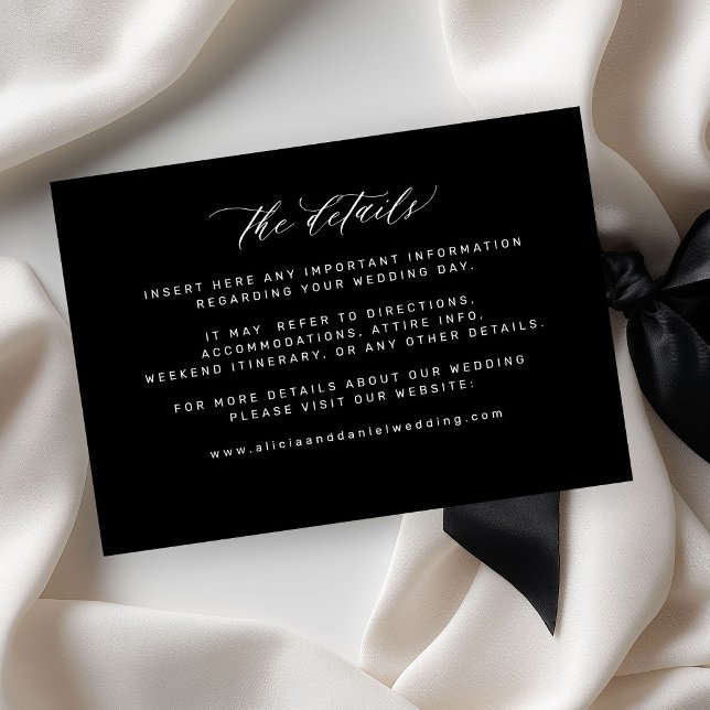 Carte D'accompagnement Détails de mariage noirs minimaux simples (Créateur téléchargé)