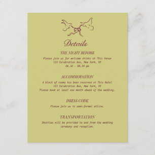 Carte D'accompagnement Détails de mariage oiseaux illustrés
