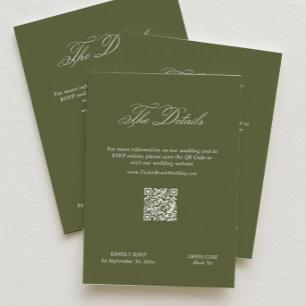 Carte D'accompagnement Détails de mariage Olive Green Code Qr
