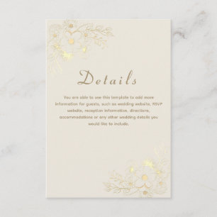 Carte D'accompagnement Détails de mariage or élégant