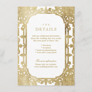 Carte D'accompagnement Détails de mariage or élégant orné vintage