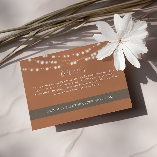 Carte D'accompagnement Détails de mariage orange brûlé rustique (Créateur téléchargé)