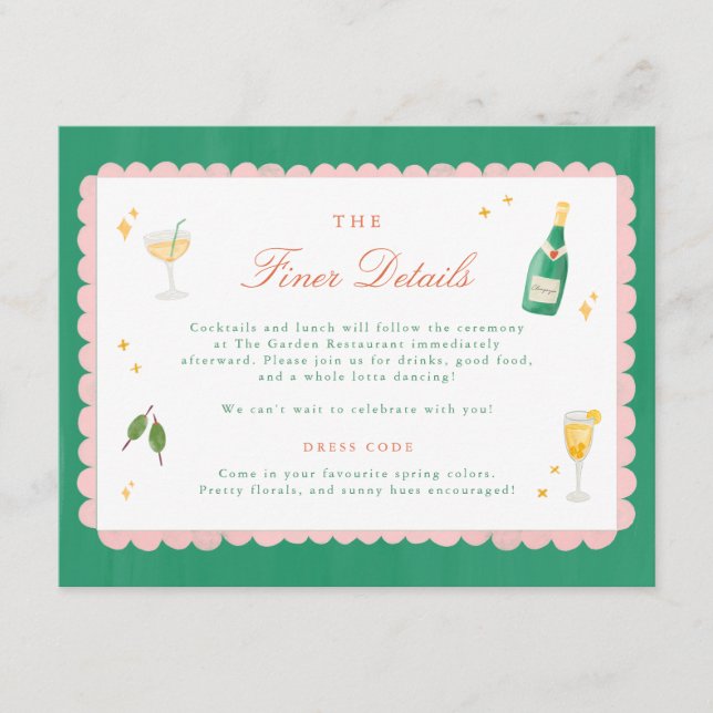 Carte D'accompagnement Détails de mariage peints à la main avec charme co (Devant)